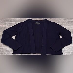 Jones New York Women's Navy Open-Front Cropped Cardigan | Size Large